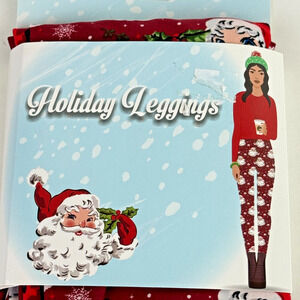 Santa Leggings Women's Holiday Size Small Red Christmas